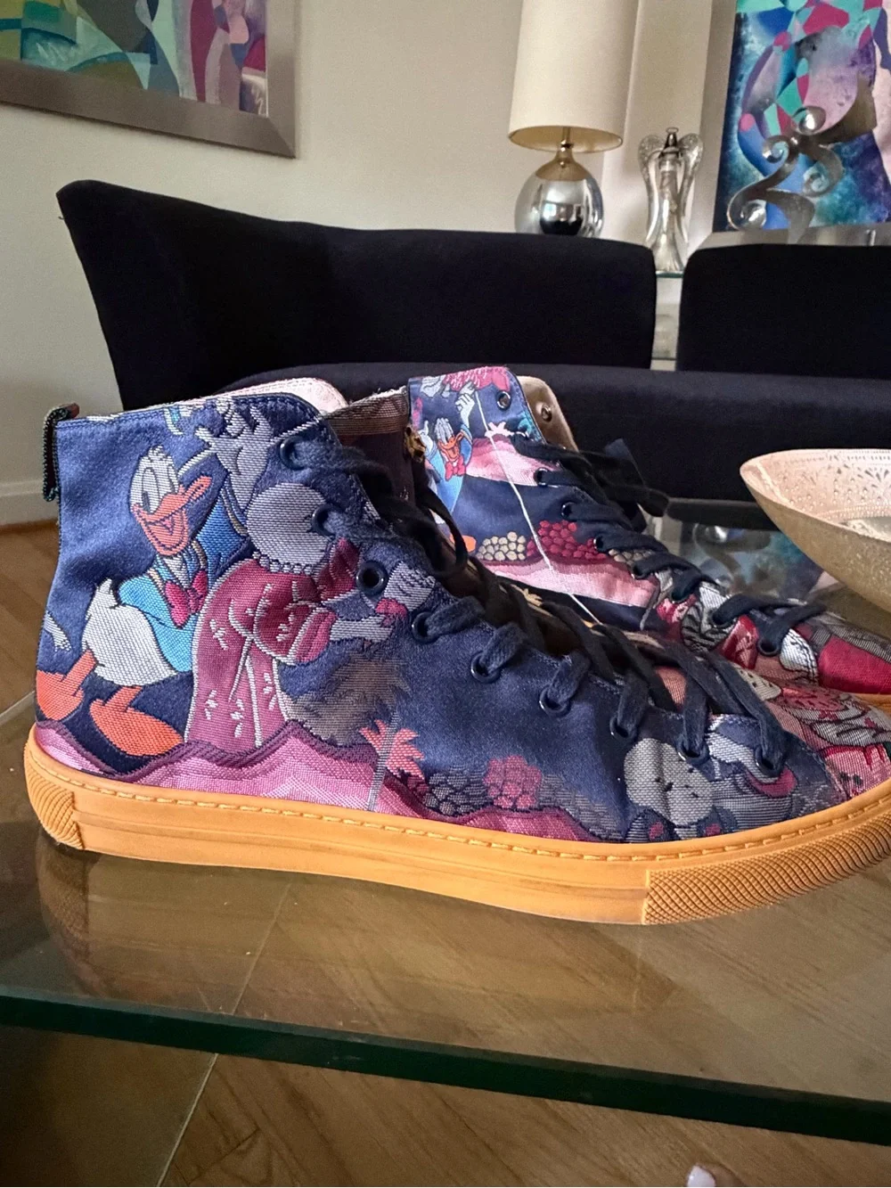 Gucci X Disney  High-Top Sneakers with Yellow Gum Sole
